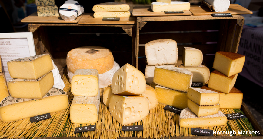 A selection of cheese at one of the Borough Markets